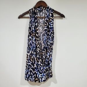 Guess Wrap Sleeveless Multicolor Animal Print Top Women's Size M